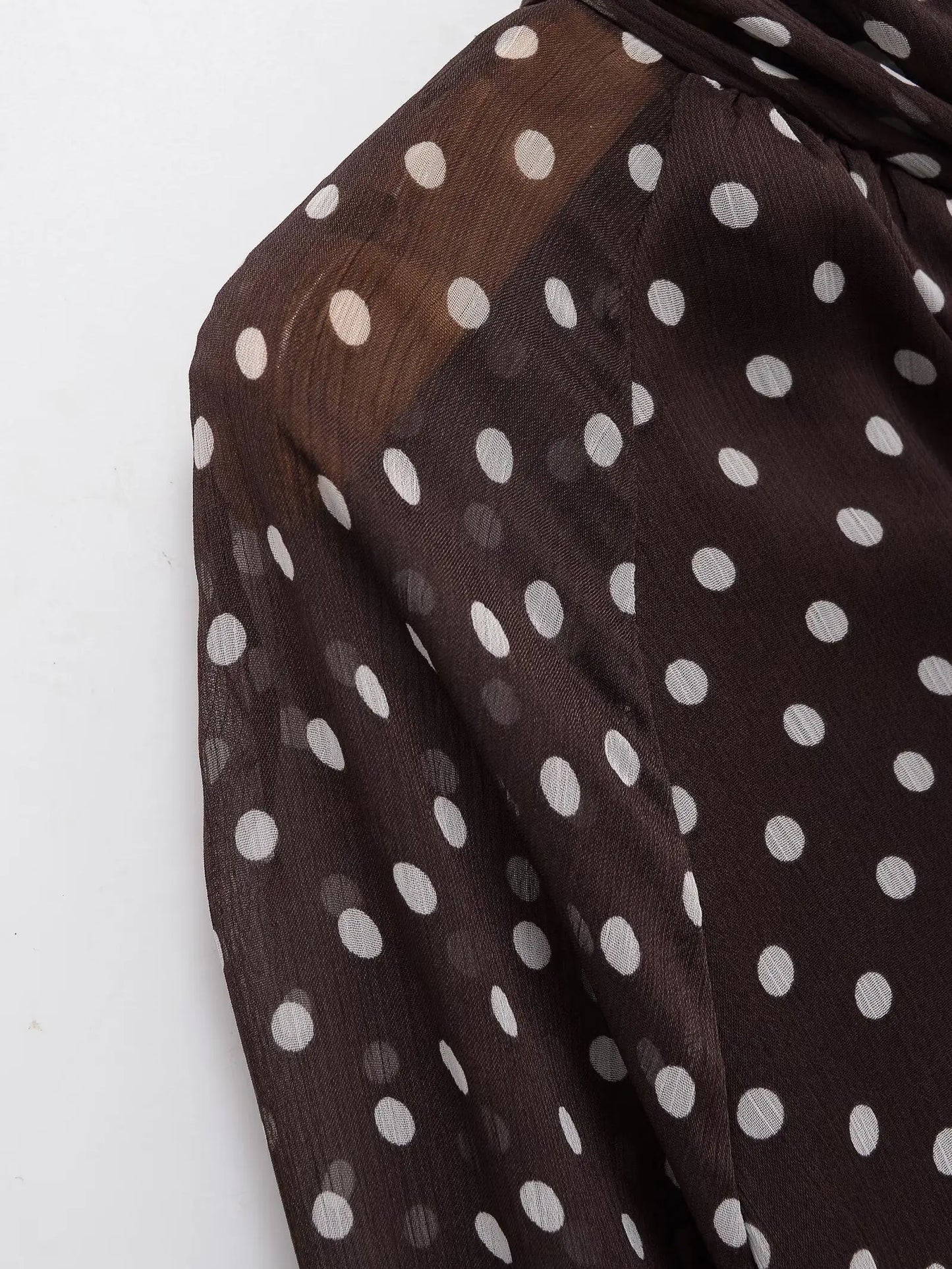 Fashion Simple Bow Polka Dot Shirt European and American Style Loose Long Sleeve Blouse Spring Summer Casual Tops