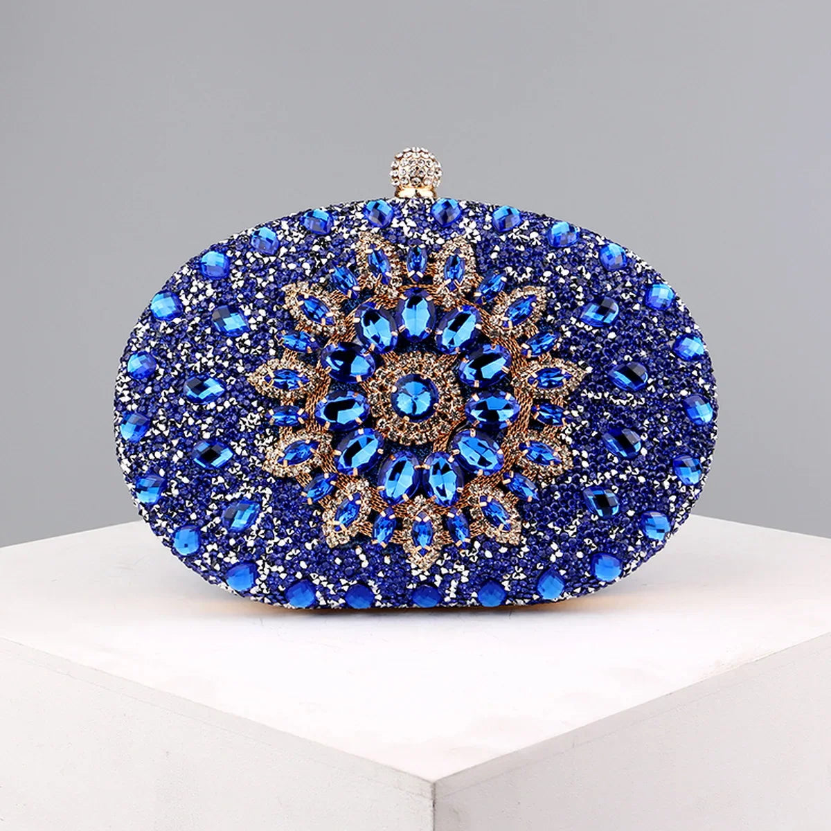 Flower Rhinestones Evening Bags Metal Prom Clutch Diamonds Clutch With Chain Shoulder Handbags Wedding Female Purse