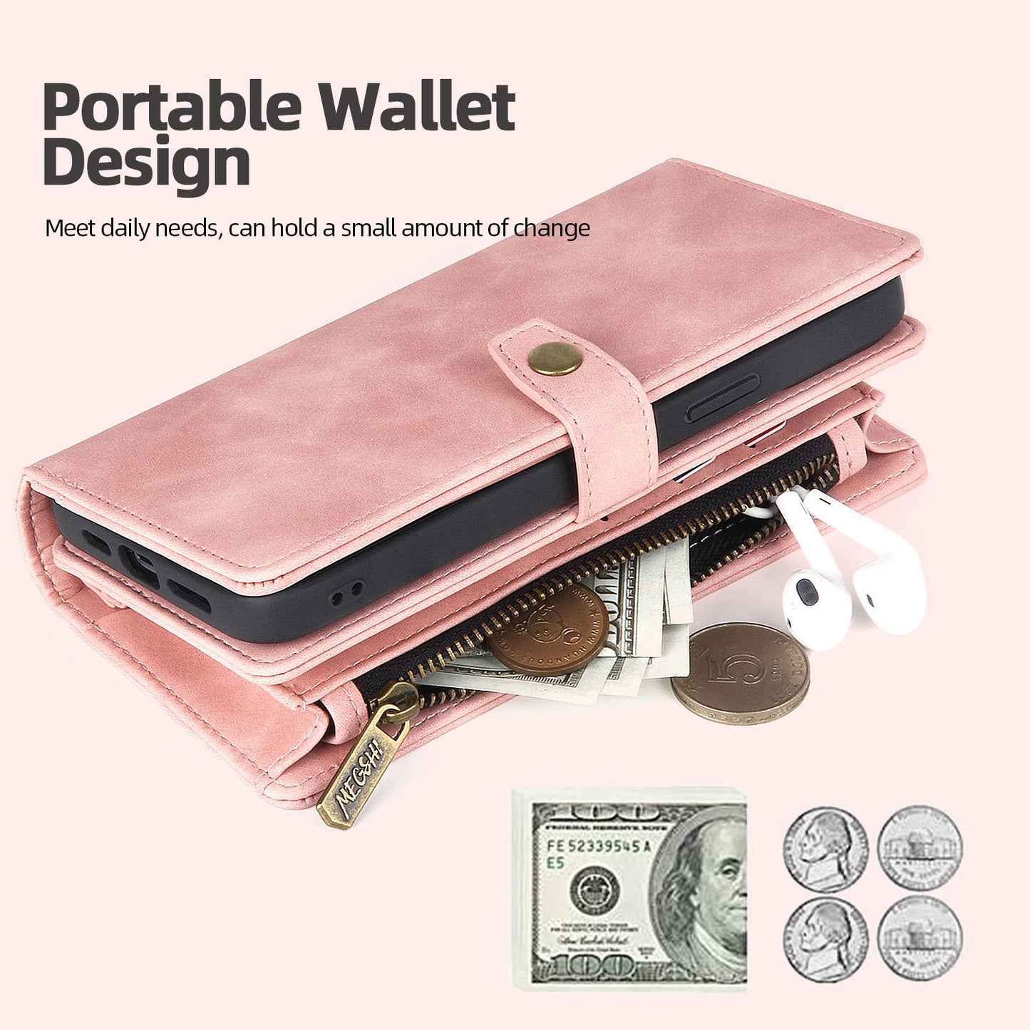 حافظة جلدية فاخرة قابلة للطي لهواتف آيفون 15 14 13 12 11 برو Xs ماكس X XR 7 8 بلس SE 2022 2020، غطاء محفظة مغناطيسي متعدد الوظائف