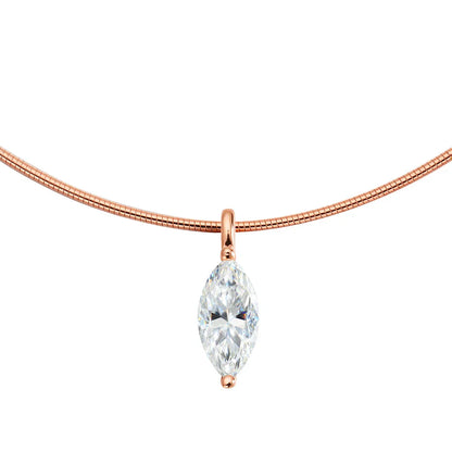 3CT 7*14MM Marquise Cut Moissanite Necklace for Women Solitaire Pendant Sparkling Chain Lab Diamond Pure 925 Jewelry