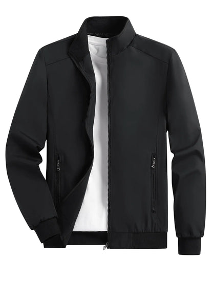 Men's Spring and Autumn Thin Casual Jacket Solid Color Stand Collar Cardigan Jacket Men's Outdoor Sports Casual Versatile Top