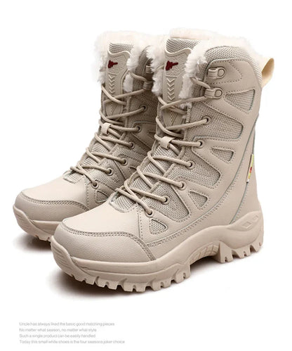 New High Top Men's Shoes Waterproof Winter Boots Warm Plush Snow Boots Men Lace Up Casual Anti-Slip Ankle Footwear 36-46