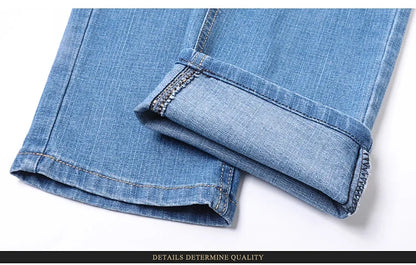 2025 New Light Blue Men's Comfort Soft Jeans Fashion Straight Business Pants Cotton Soft Casual Stretch Denim Trousers 28-40