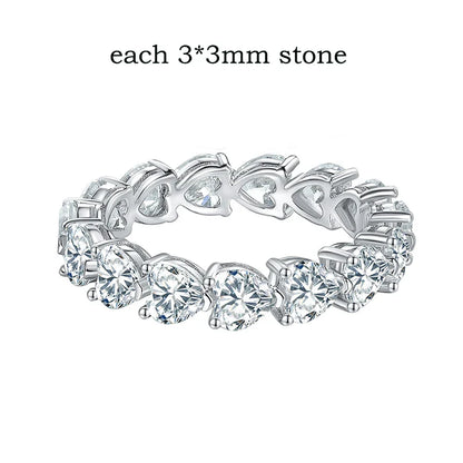 3/4mm Heart Cut D Color Moissanite Rings Full Diamond Luxury Bridal Promise Band for Women Original S925 Silver Jewelry