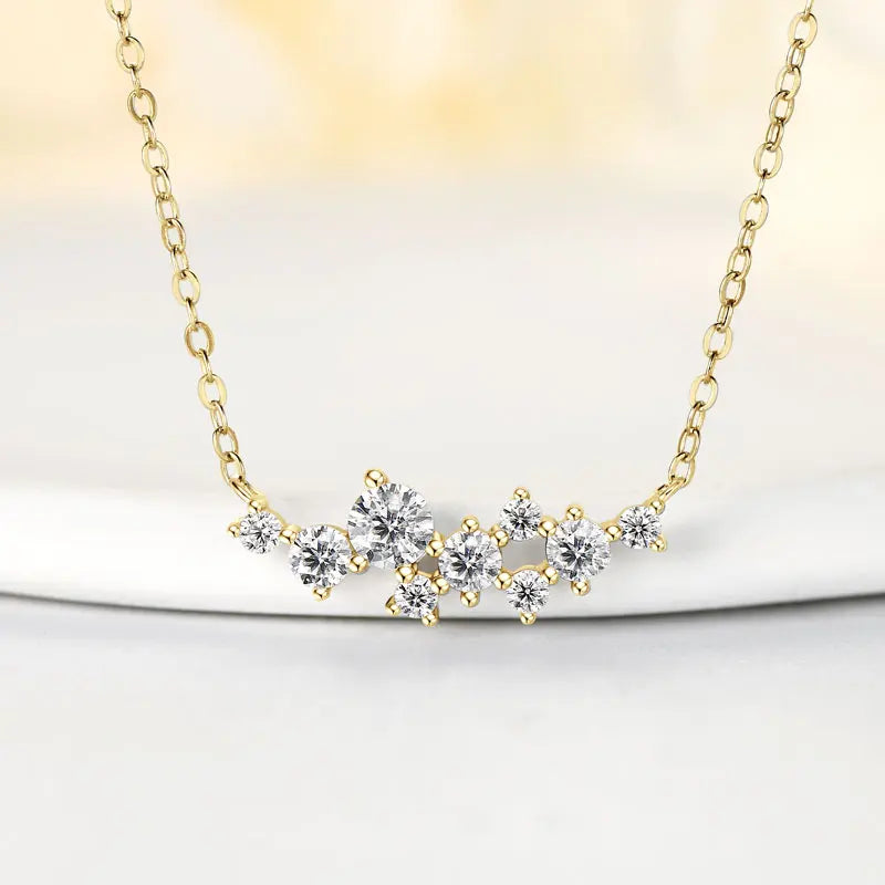 Moissanite Diamond Necklace Original 925 Sterling Silver Unique Cluster Pendant Necklaces For Women Delicate Jewellry Gift