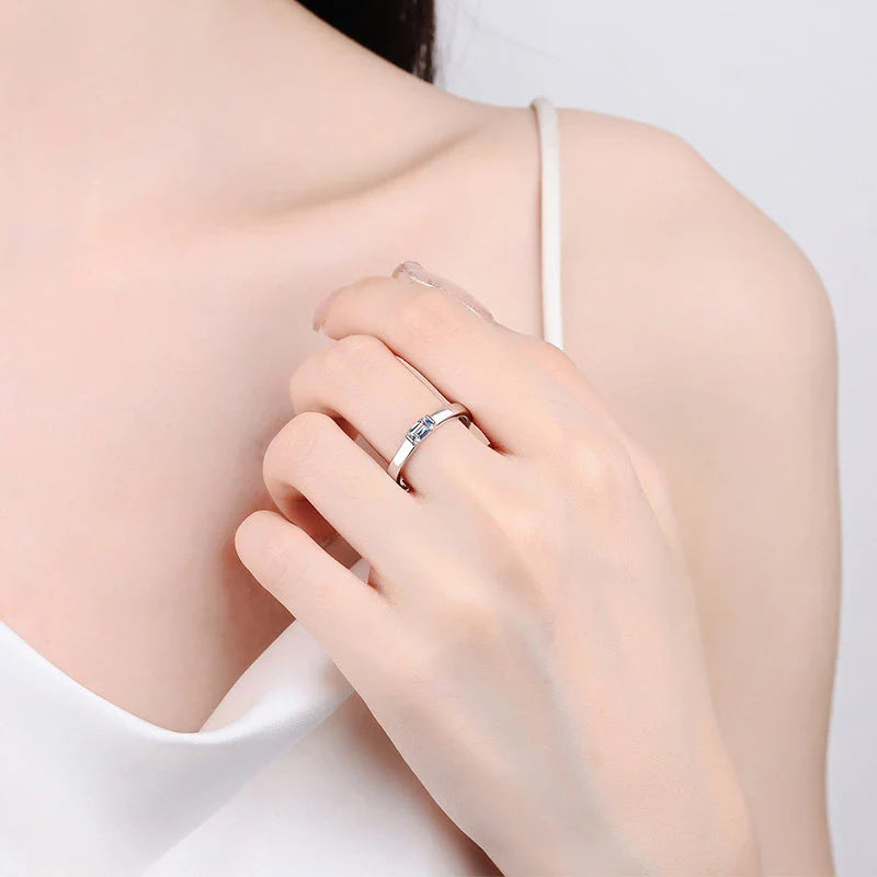 0.5ct 4x6mm Emerald Cut Moissanite Engagement Ring Women Bridal Proposal Rings S925 Sterling Silver Bands Wedding Band
