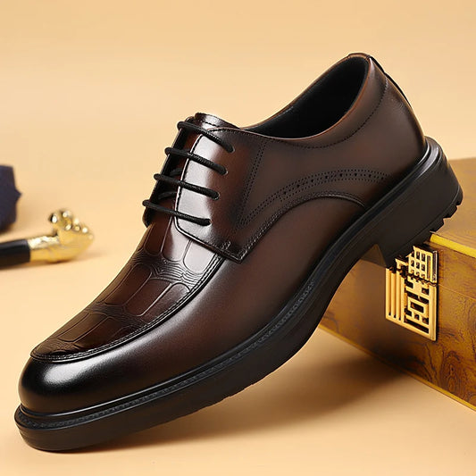 Fashion Men's Oxford Office Shoes High Quality Casual Leather Round ToeFlat Designer Business Dress Shoes Outdoor Walking Shoes