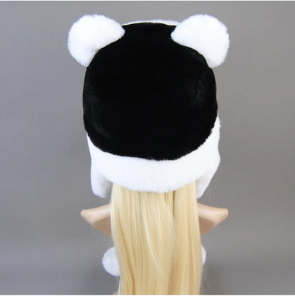 Hot Sale New Women False Rex  Rabbit False Fur Hat Winter Warm Fur Hat Black and White Panda Cute Color Artificial Hat