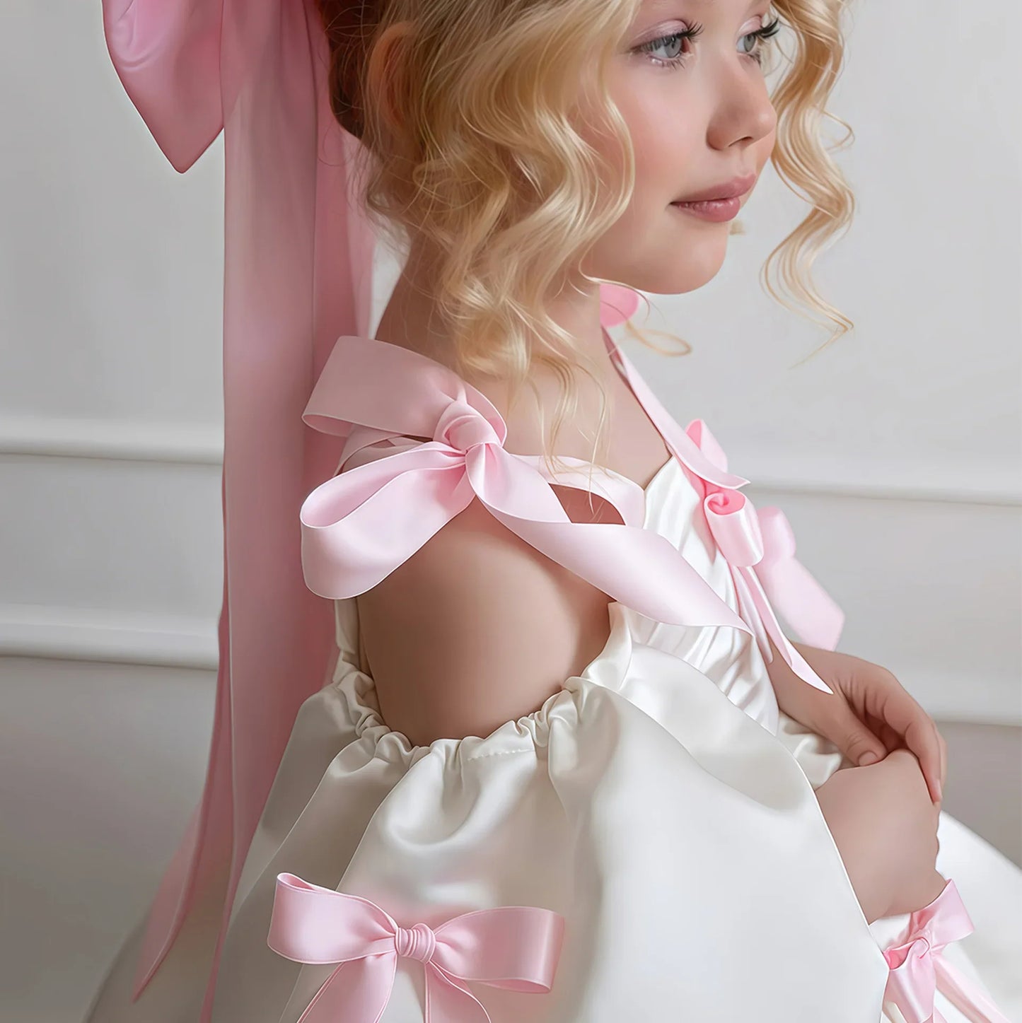 Girls Skirt 2026 Spring Summer New Childrens Clothes Girls Baby Fashion Sweet Gorgeous Bubble Sleeve Bow Princess Dress