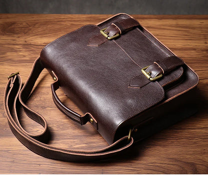 Retro Real Leather Messenger Bags Men and Women Shoulder Bag Natural Cowhide Crossbody Casual Handbag Luxury Cambridge Bags