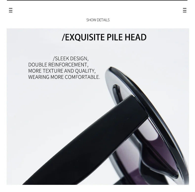 Retro Big Round Frame Sunglasses Lady Oversized Fashionable Street View Sunglasses Beach Resort Sunglasses