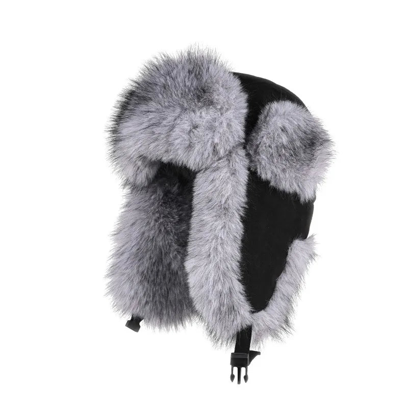High Quality Winter Imitation Fox Hair Lei Feng Hat for Men and Women Thickened Warm Cycling Ear Protection Russia Bomber Hats