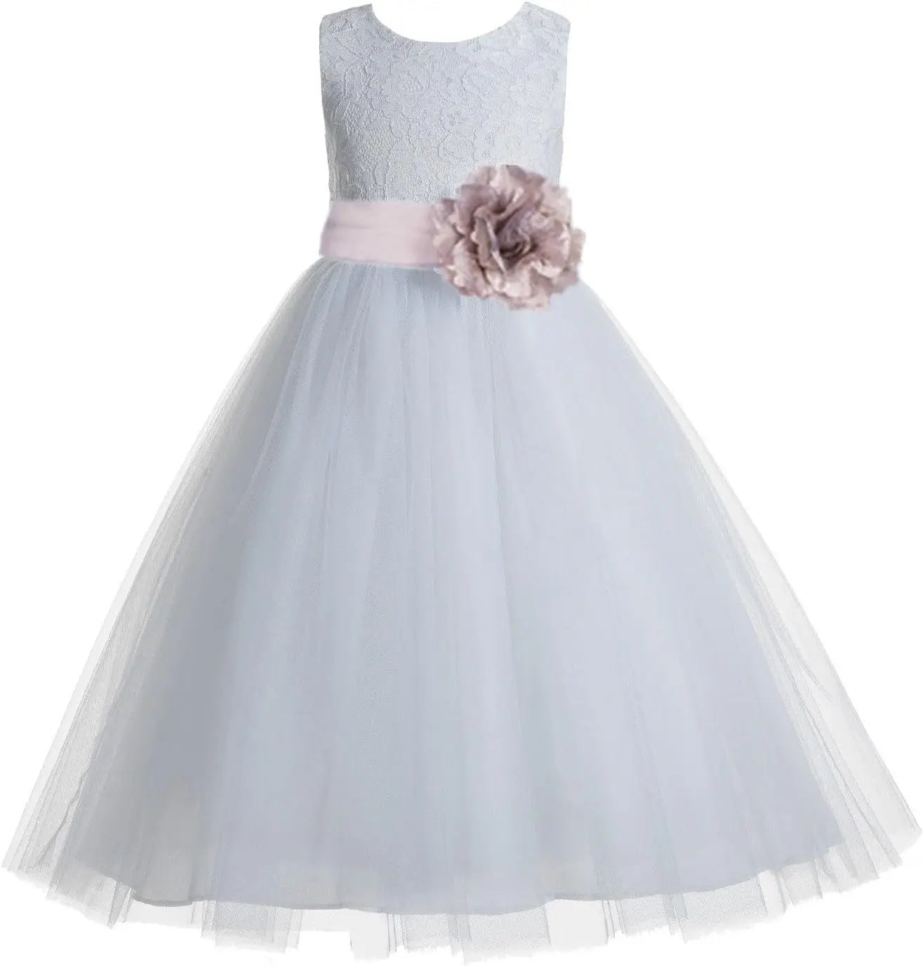 Ivory Floral Lace Heart Cutout Dress for Girls Junior Bridesmaid Pageant Gown Elegant Flower Girl Pageant Dresses