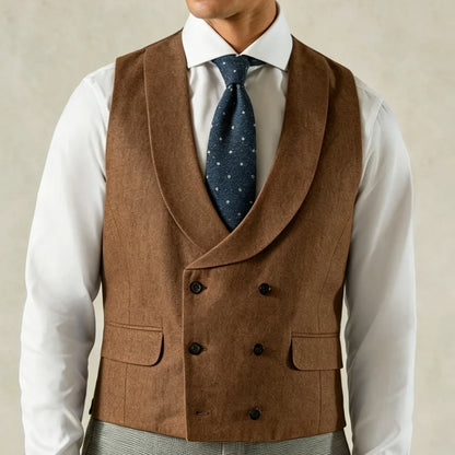 Men Vest Pink Solid Double Breasted With Lapel Waistcoat For Wedding Banquet Business Work Office Casual Daily Men Suit Vest