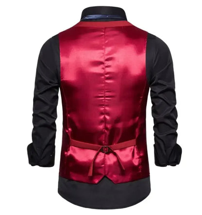 Blue Suit Vest, Men's Business Sleeveless Vests Jacket, Asian size S-6XL, Wedding Party Waistcoat, Red Purple Black Gray