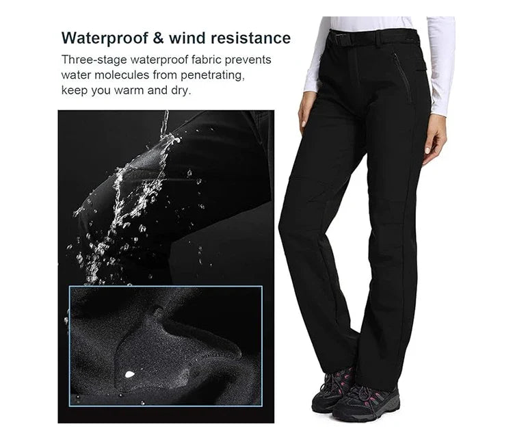 Women Winter Ski Trekking Pants Hiking Snow Autumn Outdoor Soft Shell Thick Cloth Keep Warm Windproof Warm Camping Trousers