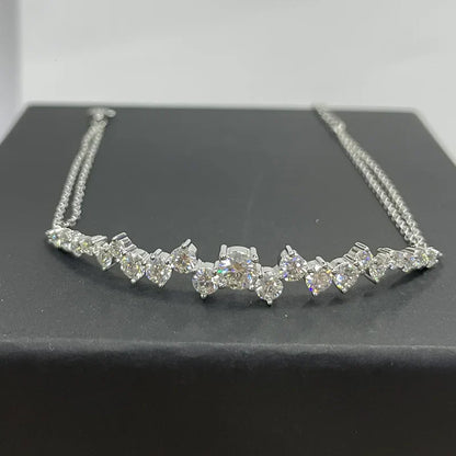 Moissanite Bracelet With Certificate 925 Sterling Silver Adjustable Double Chain Bracelets for Women Wedding Jewelry Gift