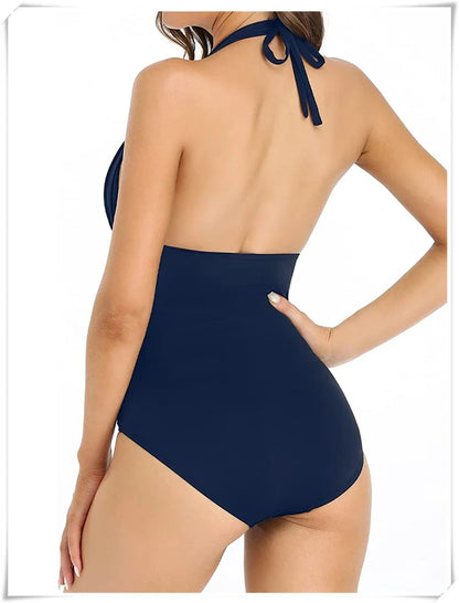 Ruched Wrinkled One Piece Swimsuit Women Swimwear Female Monokini Backless Swimsuits 2025 Bathing Suit Swim Beach Wear Bodysuit