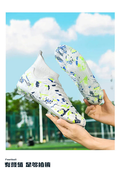 Double Star 2026 New High-Top Soccer Shoes, AG Long Studs, for Teens, Primary School Students, Adults & Kids, Professional Match