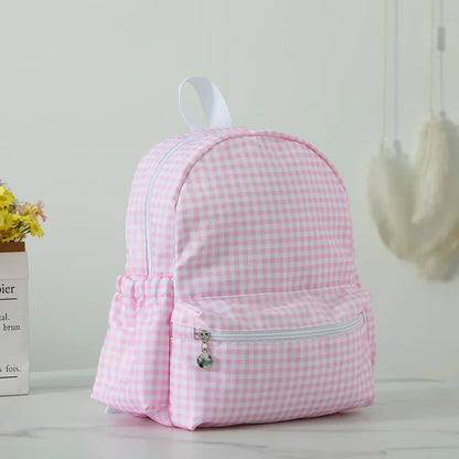 Plaid Backpack For Girls Boys Floral Waterproof Nylon Schoolbag Durable Lightweight Book Bag For Students