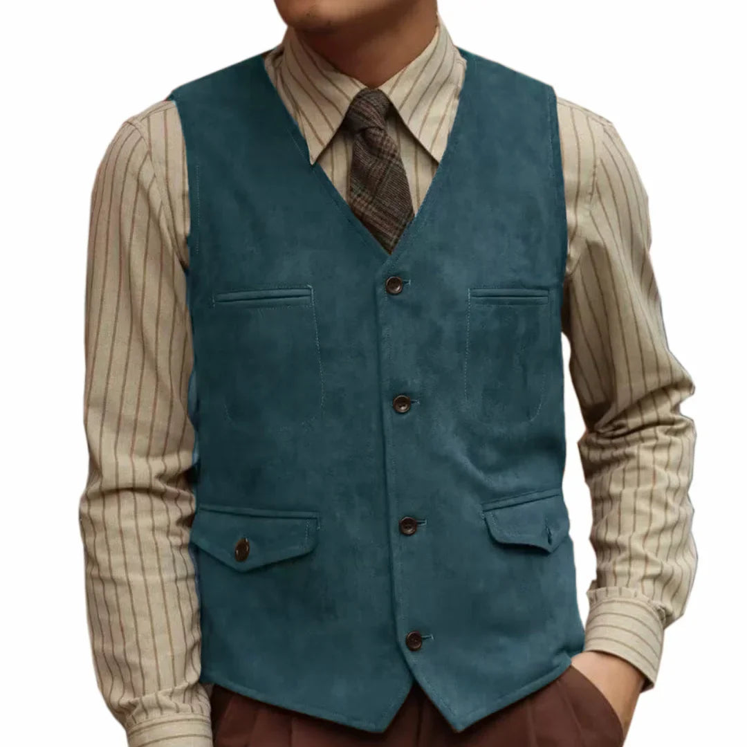 Men Vest Coffee Velvet Single Button With Pocket Waistcoat For Wedding Birthday Banquet Business Casual Work Daily Men Suit Vest