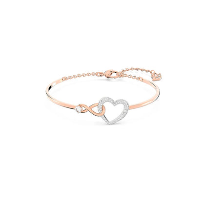 Classic Infinity Symbol Heart Jewelry Set Necklaces and Bracelets Rose Gold Rhodium Tone Finish Clear Crystals Fine Jewelry