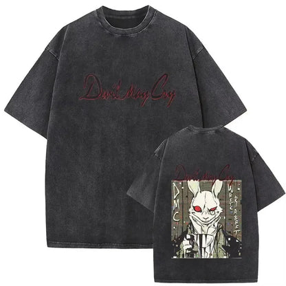 Devil May Cry 3 Dante Awakening Vintage Washed Tee, Double Sided Design, Front Dante Character Game Title Women And Men T-Shirt