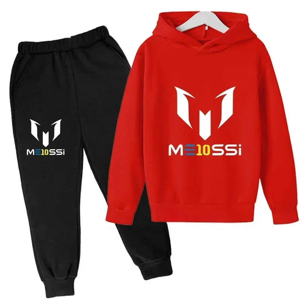 Autumn Football Star Messi 3-12Y Children Hoodies Sets Pants Suit 2 Pcs Sets Kids Boy Girl Clothing Casual Fashion Tracksuits