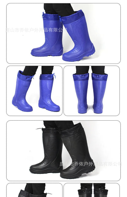 Men's Women's High-End Rain Boots Closed Rainproof and Waterproof Short and Mid.Calf Length Non-Slip Drawstring Rubber Boots