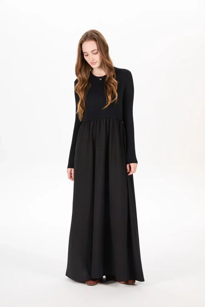 AS AW25 stripe knitting cardigan + sleeveless patch dress maxi matching set for woman clothing