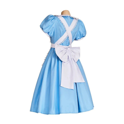 Adult Women Wonderland Alice Lolita Maid Dress With Apron Bow Hair Band Outfits Halloween Party Fancy Alice Costume Dress