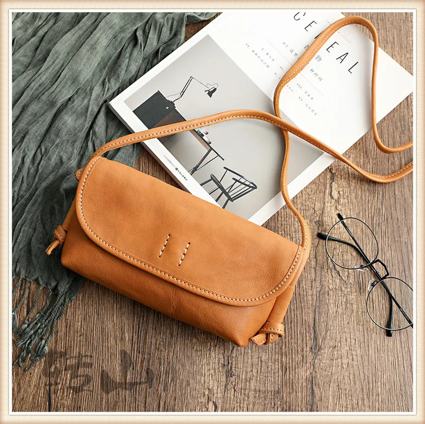 Handmade Retro Soft Cow Leather Women Bag 2026 New Simple Solid Color Shoulder Bags Leisure Ladies Small Messenger Bag