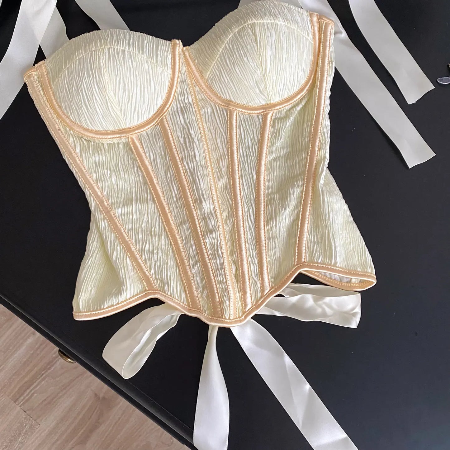 Luxury Party Corset Top Ladies French Style Lace Up Texture Senior Sexy Camisole Summer Retro Sensual Bodycon Tank Top