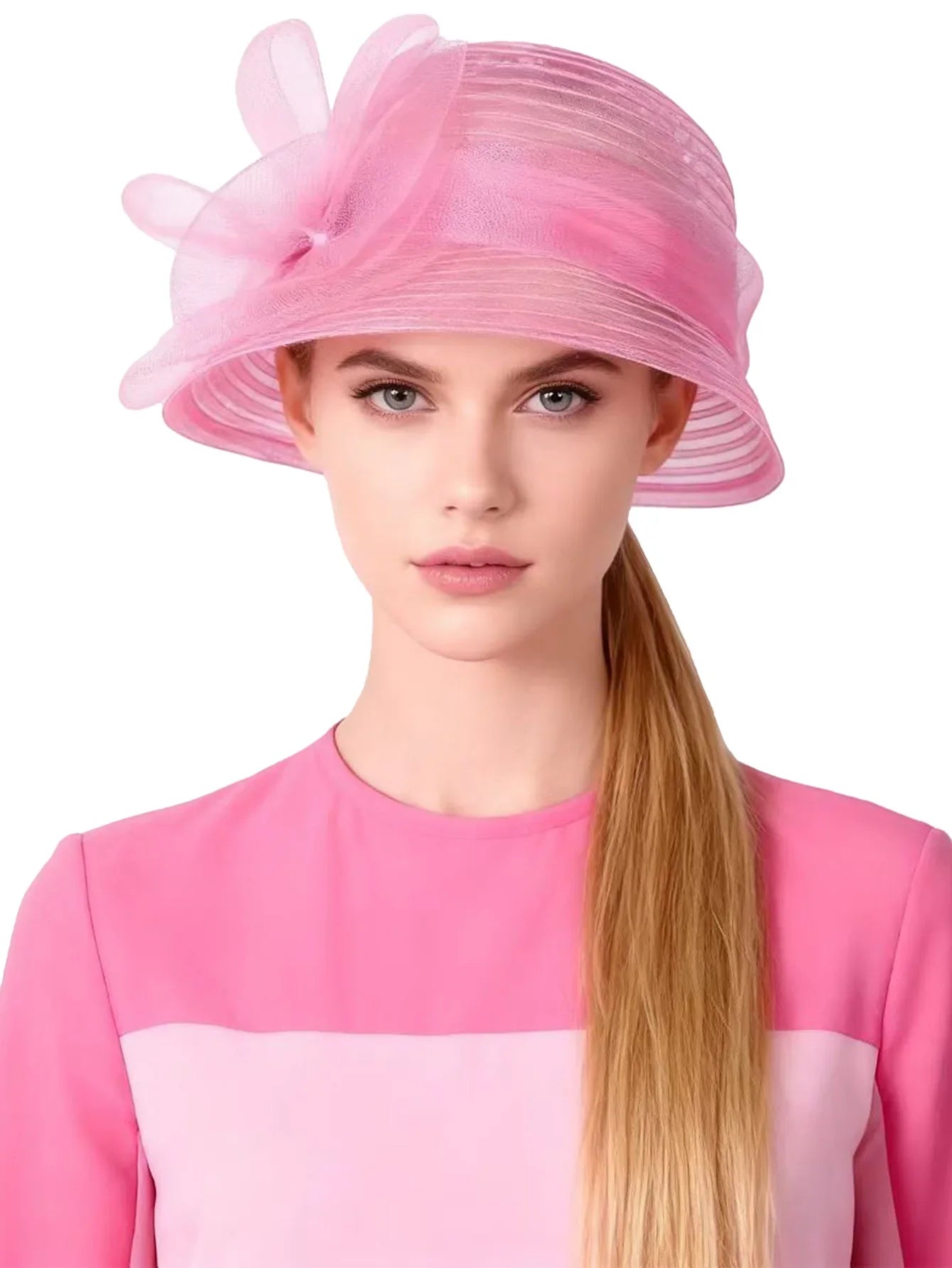 Floral Derby Fascinator Hat & Fedora for Women - Wedding Bridal Church Tea Party Formal Dress Accessories, Floppy Sun Caps