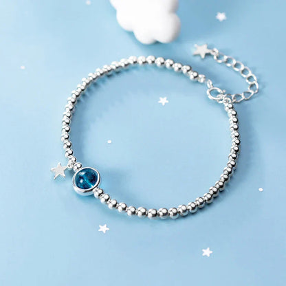 Fashion 925 Sterling Silver Classic Crystal Little Ball Star Strand Bracelet for Women Adjustable Bangle Fine Jewelry