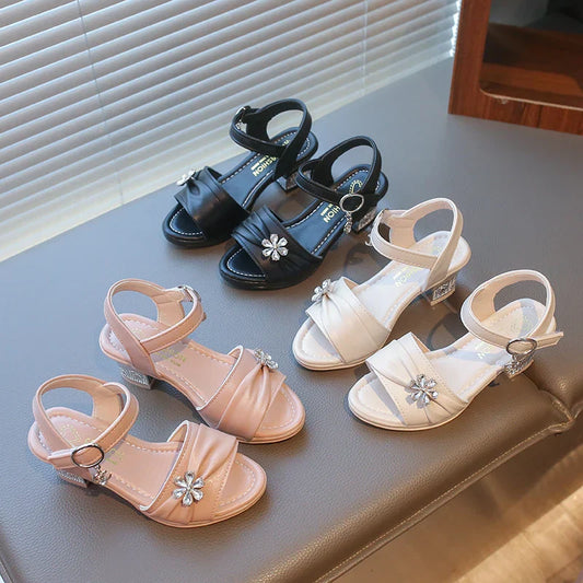 Girls Princess Sandals Summer Kids Low Heels Fashion Party Dress Casual Shoes Outdoor Causal Sandals Children Soft Sole Bow