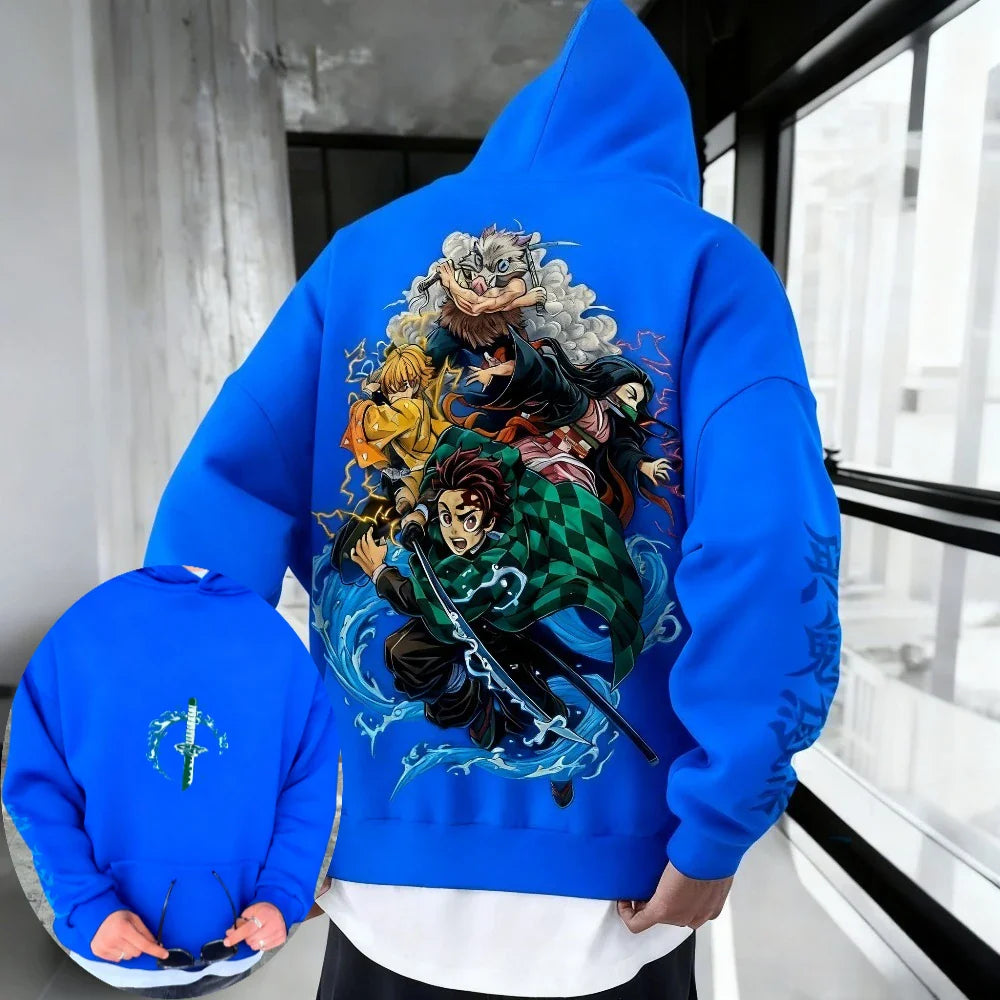Demon Slayer: Kimetsu no Yaiba Men Hoodie Sweatshirt Japanese Anime Spring Autumn Winter Boy Long-sleeved Parent-child Outfit
