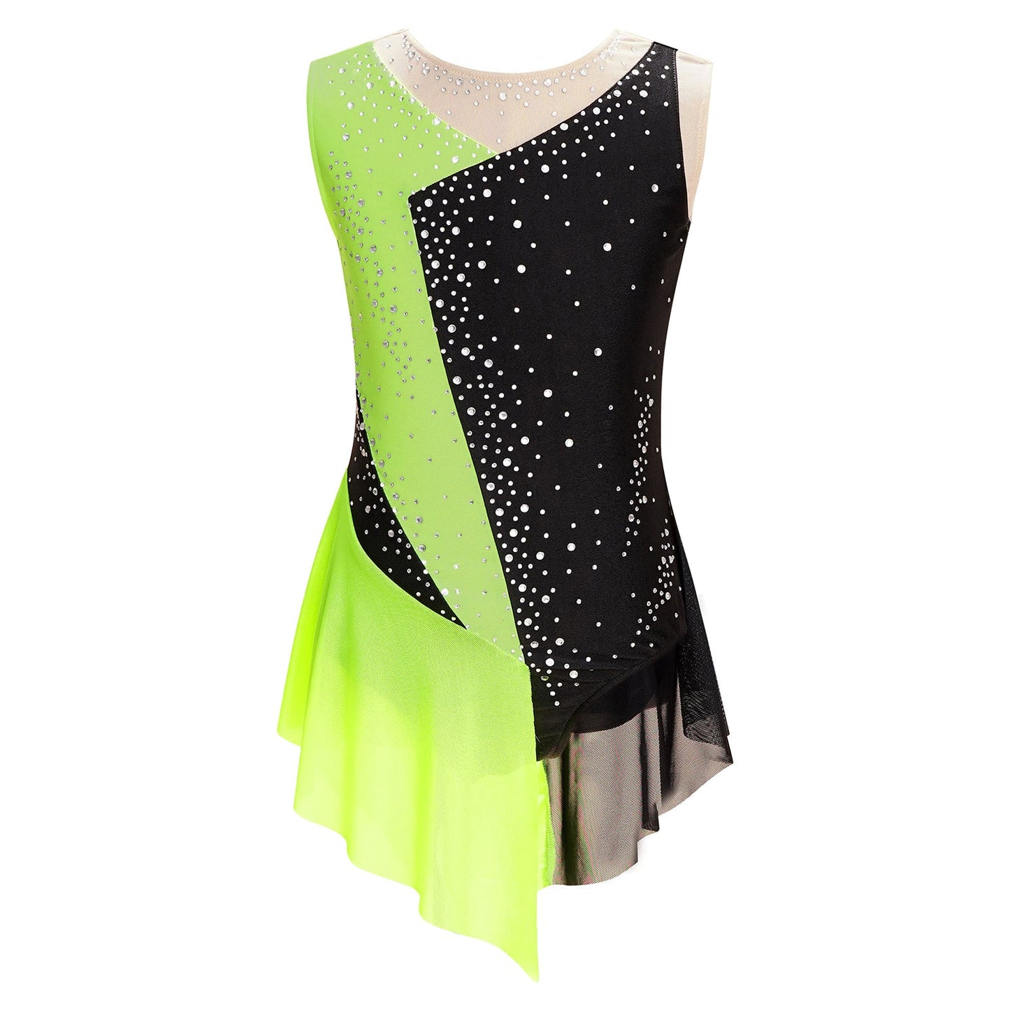Kids Girls Sparkly Rhinestone Ballet Jersey Leotard Dress Toddler Gymnastics Artistic Figure Skating Dance Leotards Costume