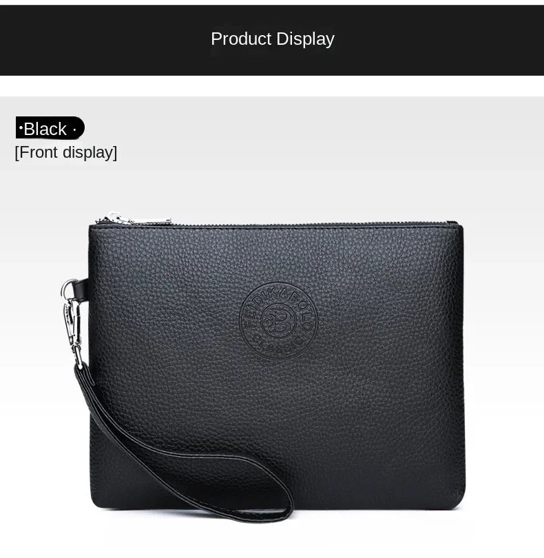 Nouvelle Pochette pour Homme Style Business Grand Portefeuille en Cuir PU Souple Homme avec Dragonne Sac Élégant Décontracté et Tendance Sac à Main Pochette Homme