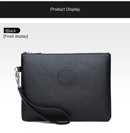 Nouvelle Pochette pour Homme Style Business Grand Portefeuille en Cuir PU Souple Homme avec Dragonne Sac Élégant Décontracté et Tendance Sac à Main Pochette Homme