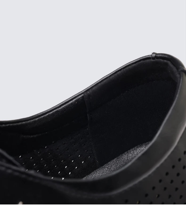 Summer New Hallow Leather Shoes for Men Solid Color Lace Fashion Business Casual Shoe Male Breathable Dress Elegant Shoes Man