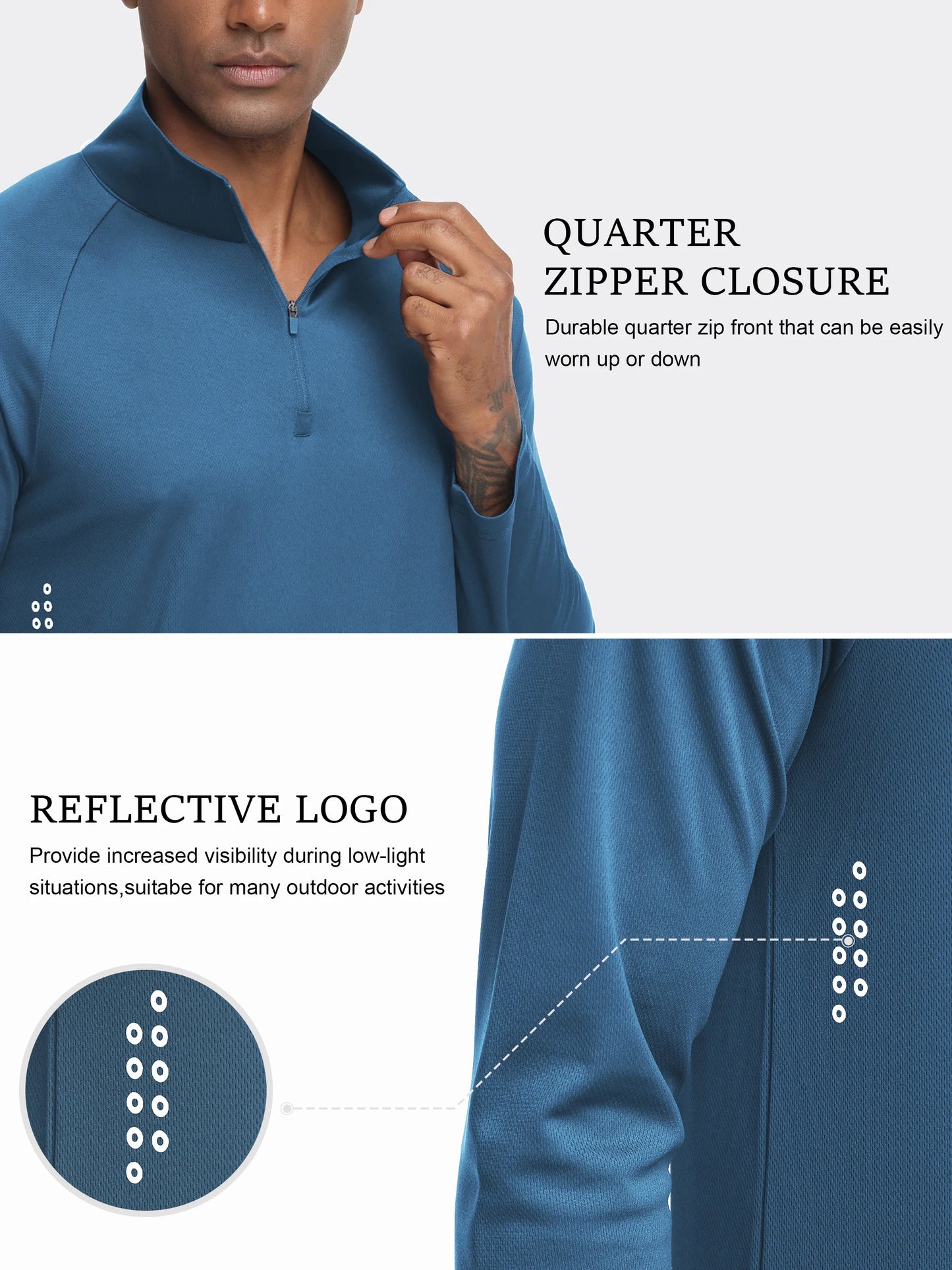 Summer Men UPF 50+ Long Sleeve T-Shirt, Breathable Rash Guard Pullover Tops for Sport Fishing Running Beach Surfing