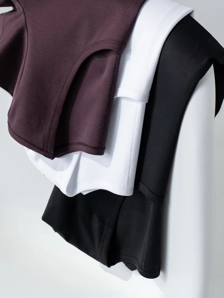 Women Solid T Shirt, Silk Cotton Blend, Square Collar, Short Sleeves Chic Shirt 2025 Spring Summer Cozy Top