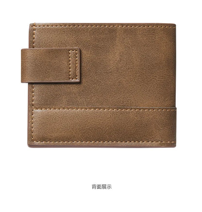 Men's Wallet Pu Leather Short NO Zipper Buckle Wallet Solid Color Wear-Resistant Leather Clip Daily Casual Fashion Zero Wallet