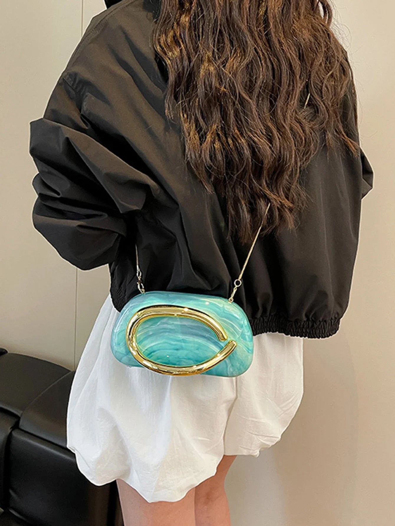 Women's Sealed Box Shaped Acrylic Clutch Fashion Dinner Wedding Party Handbag Elegant Luxury Designer Crossbody Shoulder Bag