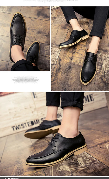 Autumn business casual leather Derby shoes soft soled British formal dress pointed wedding groom leather shoes man