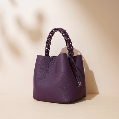 2026 New Genuine Leather Bucket Bag Summer Crossbody Shoulder Women's Tote Versatile Hobo  Handbag Spacious Casual Fashion