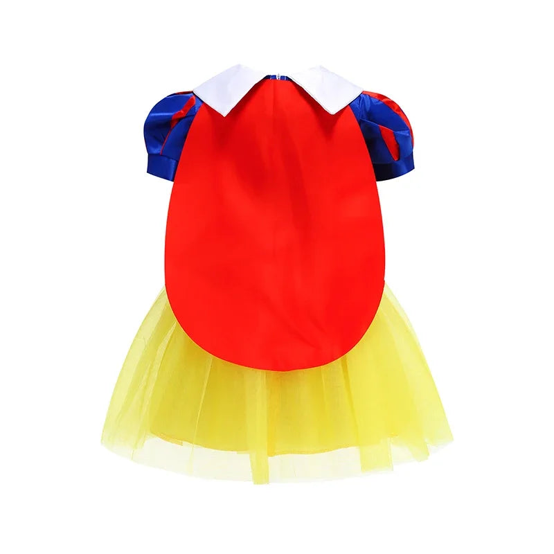 2025 Girls Disney Princess Dress Snow White With Cape Kids Cosplay Halloween Birthday Costumes Children Party Dress 10Y Clothes