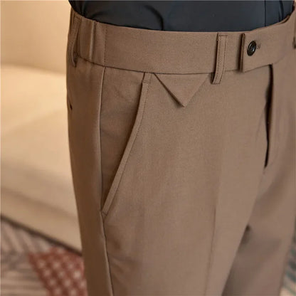 Men Suit Pants 2026 Spring Elastic Waist Solid Slim Fit Dress Pants Office Business Casual Trousers High Quality Men's Clothing