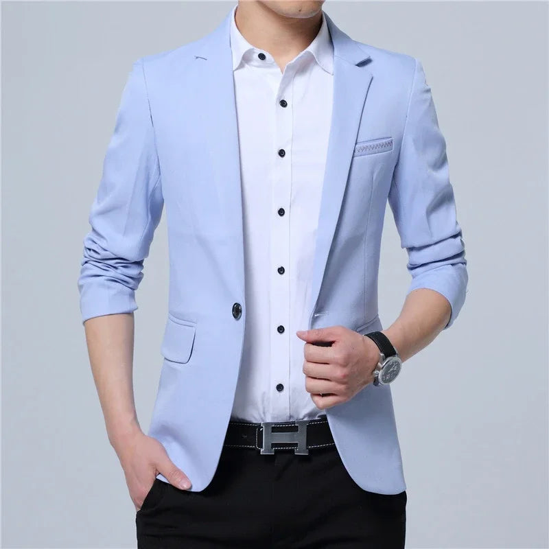 2025 New Fashion Spring  Autumn Casual Men Blazer Cotton Slim England Suit Blaser Masculino Male Jacket Blazer Men Size M-5XL